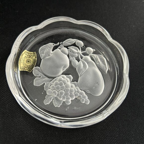 Vintage Val St Lambert Clear Crystal Brussels Intaglio Coasters Set of 4 - Picture 3 of 9